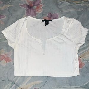 White V-Neck crop top
